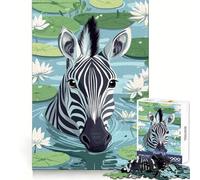 Puzzle da 1000 pezzi con zebra nello stagno delle ninfee, ideale per adolescenti, stimolante per il pensiero creativo e rilassante Complesso a incastro perfetto (38x52cm)