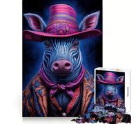 Puzzle da 1000 pezzi con zebra neon e cowboy per adolescenti, gioco intelligente di logica, per interni, con bordi lisci, pezzo da collezione (38x26cm)