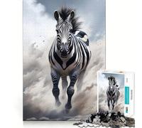 Puzzle da 1000 pezzi con zebra nera in corsa per adulti, stimolante per la mente e per il relax, con bordi precisi (38x26cm)