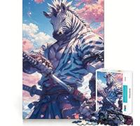Puzzle da 1000 pezzi con zebra samurai katana,gioco per adulti che stimola la concentrazione mentale,taglio di precisione,attività creativa per rafforzare i legami affettivi (50x75cm)