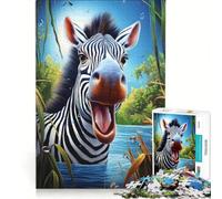 Puzzle da 1000 pezzi con zebra tema "Happy Safari Day" gioco rompicapo sfida impegnativa ideale come regalo per tutta la famiglia 38x52cm