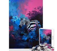 Puzzle da 1000 pezzi con zebra vibrante nella giungla colorata decorazione per la casa giocattoli ottimo regalo per giochi gioco pratico lista dei desideri con Babbo Natale dimensioni 38x52cm