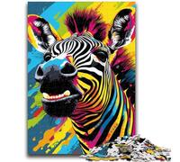 Puzzle da 1000 pezzi con zebre colorate per adolescenti e adulti, sfida difficile antistress, adatto per la decorazione della scrivania (50x75cm)