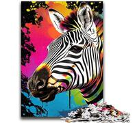 Puzzle da 1000 pezzi con zebre colorate per adolescenti, gioco stimolante, ideale come regalo per tutta la famiglia (50x75cm)