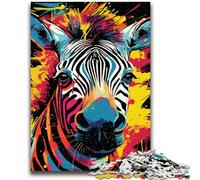 Puzzle da 1000 pezzi con zebre colorate per adulti e adolescenti, sfida difficile antistress, ideale come regalo per tutta la famiglia (50x75cm)