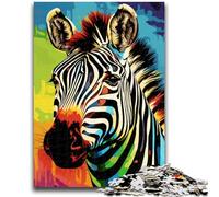 Puzzle da 1000 pezzi con zebre colorate per adulti, gioco per famiglie, antistress, sfida difficile, collezione di artisti, belle arti (50x75cm)