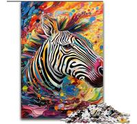 Puzzle da 1000 pezzi con zebre colorate, puzzle in legno per adulti, dimensioni 50x75cm, divertente serata di gioco in famiglia, opera d'arte decorativa fai da te