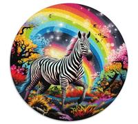 Puzzle da 1000 pezzi con zebre colorate, rotondo, per adulti, attività educativa per lo sviluppo delle abilità cognitive (67,5x67,5cm)