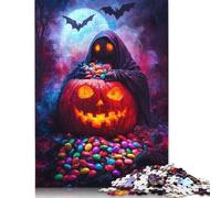 Puzzle da 1000 pezzi con zucca di Halloween e la morte, difficoltà alta, giochi educativi, giocattoli, regali di Natale (75x50 cm)
