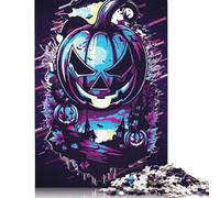 Puzzle da 1000 pezzi con zucca di Halloween e motivo glitch art per adulti e adolescenti, puzzle di carta per adolescenti, regali, puzzle rilassanti, giochi, 38x26 cm/1000 pezzi