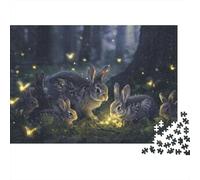 Puzzle da 1000 pezzi "Conigli nella foresta al chiaro di luna, conigli e lucciole" per adulti dai 12 anni in su. Gioco educativo, decorazione per la casa, difficoltà, regalo di compleanno. 52x38 cm.