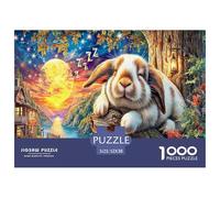 Puzzle da 1000 pezzi "Coniglietto addormentato" per adulti e bambini | Dettagliato - Coniglio addormentato Foresta vivida Impossibile Difficile Sfida Ottima idea regalo 52x38 cm/1000 pezzi
