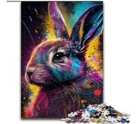 Puzzle da 1000 pezzi,coniglietto colorato e carino,in legno,perfetto per decorare la casa o l'ufficio,ideale come regalo di Natale 50x75cm,decorazione artistica fai da te,perfetto regalo di compleanno