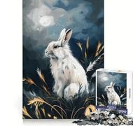 Puzzle da 1000 pezzi "Coniglio Bianco al Chiaro di Luna" per Adolescenti, Allenamento alla Mente, Evasione Consapevole, Bordi Definiti, Regalo Stagionale (50x75cm)