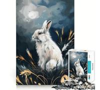 Puzzle da 1000 pezzi "Coniglio Bianco al Chiaro di Luna" per ragazzi,divertente gioco di memoria,incastro perfetto,senza spazi vuoti,attività serale per tutta la famiglia (50x75cm)
