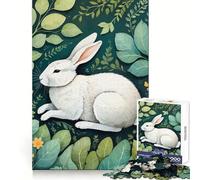 Puzzle da 1000 pezzi "Coniglio bianco tra le foglie" per ragazzi, ideale per sviluppare le capacità logiche, un passatempo rilassante e preciso, perfetto come regalo di Natale (38x52cm)