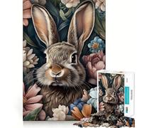 Puzzle da 1000 pezzi "Coniglio in fiore" per adulti, ideale per rafforzare la memoria, per un divertimento informale, con bordi netti e un design classico (38x52cm)
