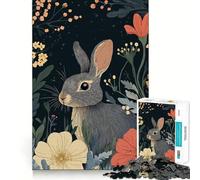 Puzzle da 1000 pezzi "Coniglio in un giardino fiorito" per adulti, gioco per allenare la mente, rilassante, taglio di precisione, regalo elegante (50x75cm)