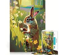 Puzzle da 1000 pezzi "Coniglio in un prato fiorito" per adolescenti, gioco per allenare la mente, design rilassante, assemblaggio, regalo prezioso (38x26cm)