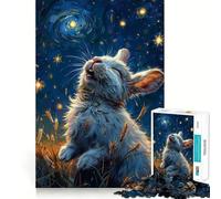 Puzzle da 1000 pezzi "Coniglio nella notte stellata" per ragazzi, gioco di abilità mentale, svago, divertimento, design, assemblaggio, regalo elegante 38x52cm