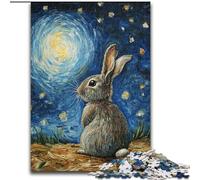 Puzzle da 1000 pezzi "Coniglio sotto il cielo notturno" per adolescenti, per ammazzare il tempo durante le vacanze Ogni pezzo è unico Gioco stimolante e divertente per tutta la famiglia, 26x38cm