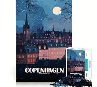 Puzzle da 1000 pezzi,Copenaghen,Danimarca di notte Gioco di precisione,attività cerebrale,divertimento,tempo libero,regalo di compleanno,arte (38x26cm)