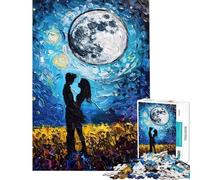 Puzzle da 1000 pezzi Coppia sotto la luna per adulti giochi per famiglie divertimento assicurato compleanno e Natale (dimensioni 50x75cm)
