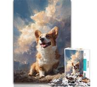 Puzzle da 1000 pezzi "Corgi in The Cloud" per adulti e ragazzi, giocattolo educativo intellettuale decomprimente, regalo di compleanno, regali, decorazione murale (38x26cm)