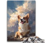Puzzle da 1000 pezzi Corgi in The Cloud Puzzle da 1000 pezzi, decorazione murale artistica e idea regalo di compleanno per amici, ufficio domestico 38x26cm