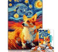 Puzzle da 1000 pezzi "Corgi Under The Starry Sky" per adolescenti, regalo per sfida educativa, giocattolo, arredamento unico per la casa e regali (38x26cm)