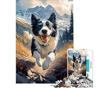 Puzzle da 1000 pezzi Corsa in montagna con Border Collie Puzzle per adulti antistress per stimolare l'analisi e la logica ideale come regalo per tutta la famiglia (dimensioni 50x75cm)