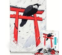 Puzzle da 1000 pezzi "Corvo al cancello Torii" per adolescenti, ideale per rafforzare la memoria e il legame familiare, con bordi precisi e un regalo pensato con cura (38x26cm)