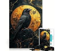 Puzzle da 1000 pezzi "Corvo e Luna Dorata" per adulti, gioco per allenare la mente, morbido e rilassante, da assemblare, un regalo perfetto (38x26cm)
