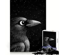 Puzzle da 1000 pezzi "Corvo sotto il cielo notturno" per adulti, gioco di logica, divertimento rilassante, pezzo da collezione artistico dal taglio preciso (38x26cm)