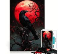 Puzzle da 1000 pezzi "Corvo sotto la luna di sangue" per adolescenti Puzzle che migliora la memoria, rilassante e compatto, ideale come regalo festivo (38x52cm)