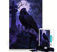 Puzzle da 1000 pezzi "Corvo su lapide" per adolescenti, ideale per migliorare la memoria, per un relax informale e per esporre opere d'arte dai tagli netti (38x52cm)