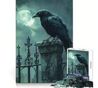 Puzzle da 1000 pezzi "Corvo sul cancello del cimitero" per adolescenti, ideale per migliorare la memoria, per un relax informale e per esporre opere d'arte dai tagli netti (38x52cm)