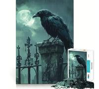 Puzzle da 1000 pezzi "Corvo sul cancello del cimitero" per adulti e ragazzi, gioco di abilità rilassante e divertente, con bordi precisi, regalo per le festività (38x26cm)
