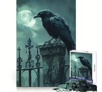Puzzle da 1000 pezzi "Corvo sul cancello del cimitero" per adulti e ragazzi, gioco di abilità rilassante e divertente, con bordi precisi, regalo per le festività (38x26cm)