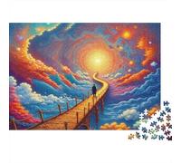 Puzzle da 1000 pezzi "Cosmic Bridge Journey", un percorso surreale verso un sole splendente,ideale per giochi educativi per adulti. Una bellissima decorazione, un diimpegnativo.70x50 cm.