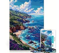 Puzzle da 1000 pezzi,Costa della California,Pixel Art,Taglio perfetto,Gioco di logica divertente,Gioco gratuito,Attività per compleanno (38x52cm)