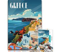 Puzzle da 1000 pezzi "Costa greca" per adulti e ragazzi, gioco per famiglie, antistress, sfida difficile, collezione di artisti, belle arti, 75x50cm