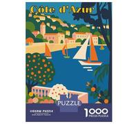 Puzzle Da 1000 Pezzi Côte DAzur Vintage Travel Puzzle Per Adulti Gioco Rompicapo Vacanza A Casa Ammazzare Il Tempo Offerta Come Regalo Per Tutta La Famiglia 70x50cm/1000pcs