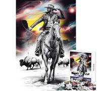 Puzzle da 1000 pezzi Cowboy a cavallo Gioco Decorazione per la casa Giocattoli Ottimo regalo per giochi Gioco pratico Difficile e stimolante Dimensioni 38x52cm