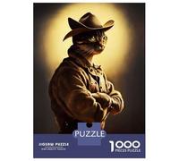 Puzzle Da 1000 Pezzi Cowboy Cat Puzzle Per Adulti Gioco Pratico Sfida Difficile Interazione Genitore-figlio 52x38cm/1000pcs