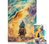 Puzzle da 1000 pezzi Cowboy che cavalca verso l'ignoto, gioco pratico, difficile, compleanno e Natale 38x52cm