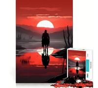 Puzzle da 1000 pezzi "Cowboy rosso nel deserto" per adulti, gioco intelligente, rilassante e divertente, ideale per assemblare un puzzle e creare un regalo perfetto (50x75cm)