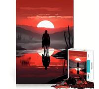 Puzzle da 1000 pezzi "Cowboy rosso nel deserto" per ragazzi, ideale per rafforzare la memoria, rilassante e divertente, con bordi lisci e la lista dei desideri di Babbo Natale (38x52cm)