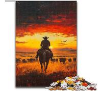 Puzzle da 1000 pezzi "Cowboys al tramonto", puzzle da 1000 pezzi, impossibile, educativo, decorazione per la casa, giochi e regali (dimensioni 50x75cm)