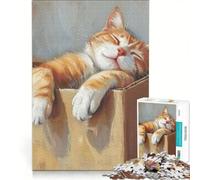 Puzzle da 1000 pezzi "Cozy Cat Nap Box", giocattolo educativo, gioco di velocità manuale, con pezzi di forma casuale completamente ad incastro 50x75cm
